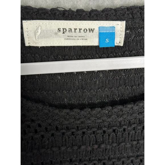 Sparrow Anthropologie Sz S Black Crochet Knit HiLow Sweater Open Knit Sheer Goth - Picture 4 of 12